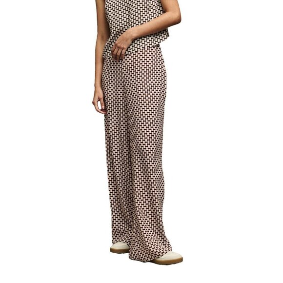 NOBODY'S CHILD Fearne Cotton Brown Cream Geo Print Wide Leg Cora Trousers Size 4 - Picture 2 of 9